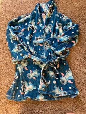 Blue Lilo & Stitch Fleece Robe with Stitch Print size 8